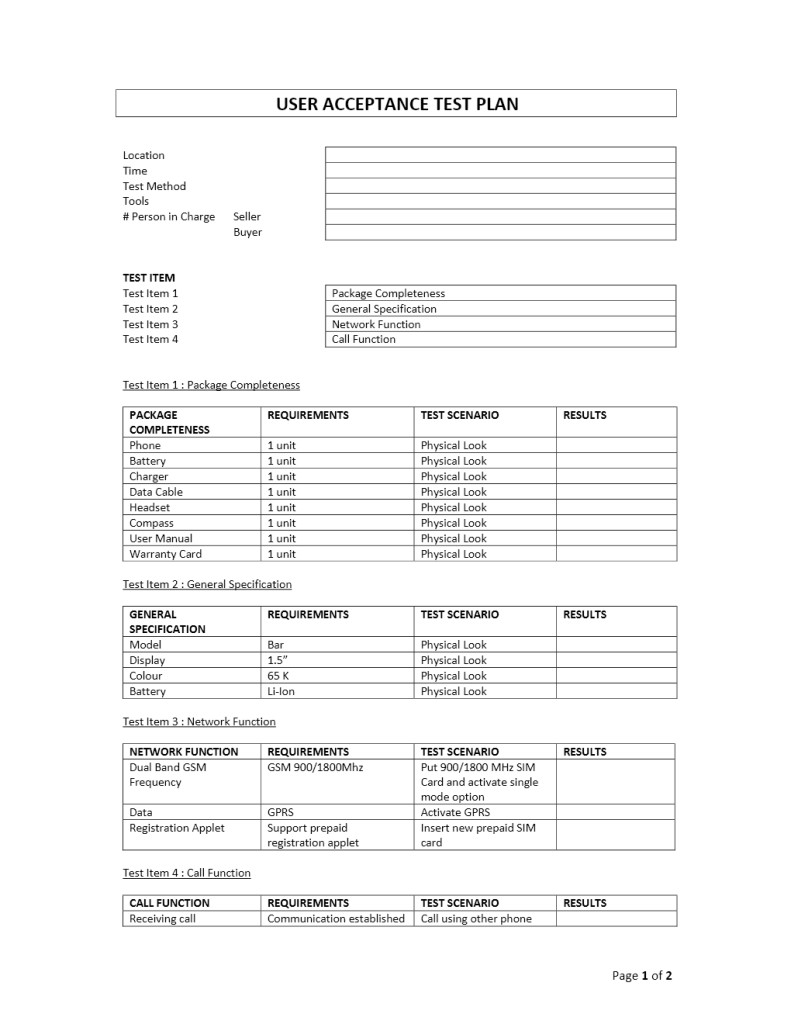 Download free User Acceptance Test Plan Template Free nwtracker